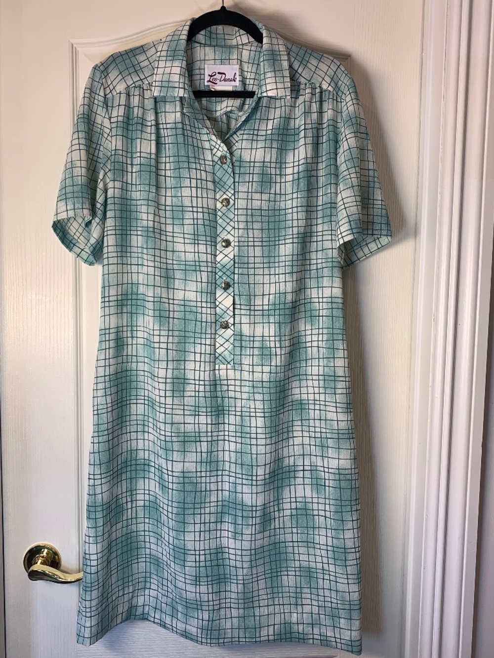 Vintage 70s 80s Green‎ Plaid Dress Made in Canada Cottagecore Prairie Style 18